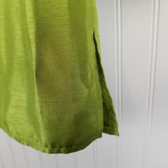Da Rue Drapers & Damon Womens Button Blouse Size 14 Shiny Green Layer Vintage - Picture 6 of 8